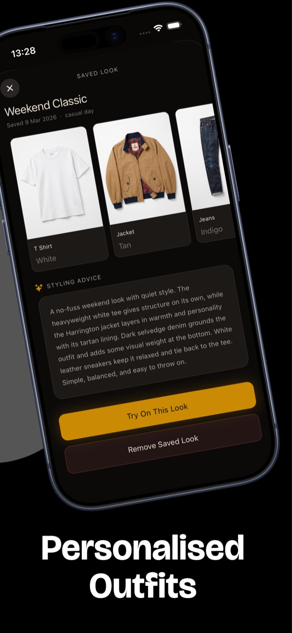 AI-generated Weekend Classic outfit with personalised styling advice